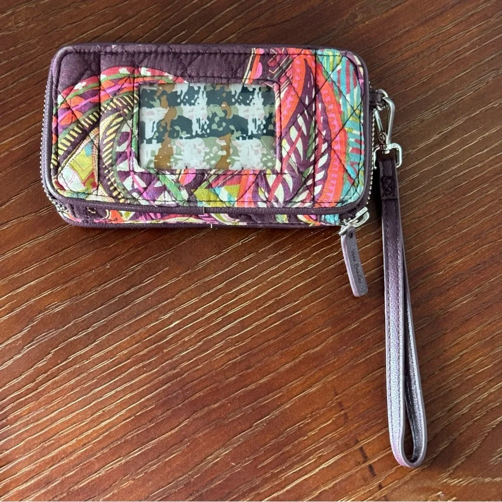 Vera Bradley Quilted Multicolor Wallet Wristlet Plum Burgundy Pink Green - Picture 5 of 14